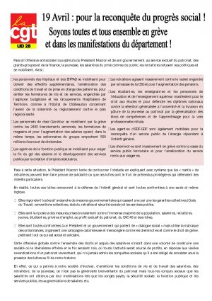 Manifestation interprofessionnelle / Chartres / Place des Halles / 19 avril 2018 / 14 h. 30 @ CHARTRES