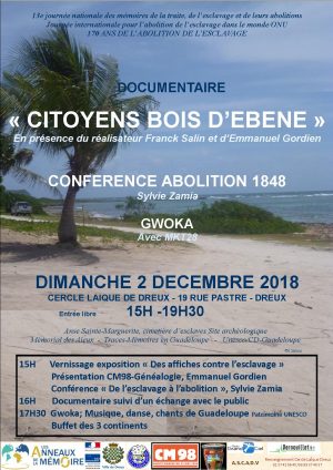 170 ans de l'abolition de l'esclavage / Cercle laïque / Dreux / 2 décembre / 15 h. - 19 h. 30 @ DREUX - Cercle laïque