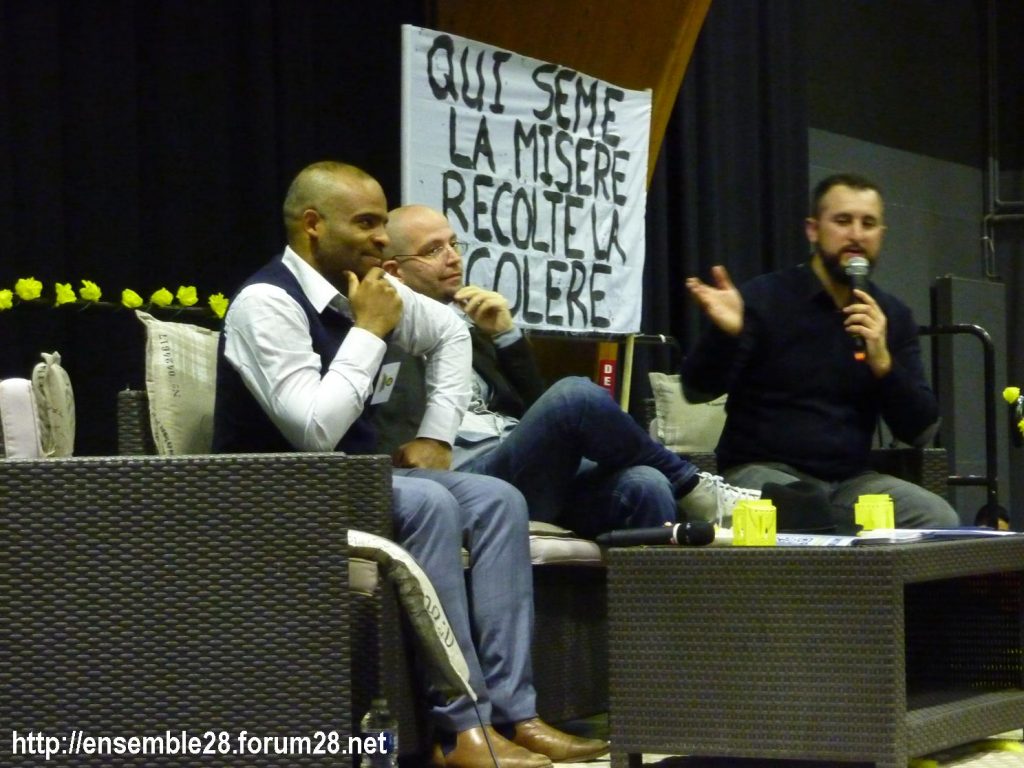 Chartres 12-04-2019 Conférence-citoyenne Gilets-Jaunes 08 Matthieu Niango Raul Magni-Berton Hakim Löwe