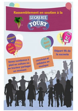 Manifestation de soutien à la sucrerie de Toury / 31 août / 9 h. @ Départ devant la sucrerie Cristal Union