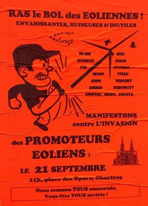 Non aux éoliennes industrielles / Manifestation / place des Épars / Chartres / 21 septembre / 11 h. @ CHARTRES - place des Épars