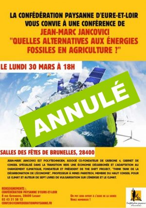Quelles alternatives aux énergies fossiles en agriculture ? / Salle des Fêtes / Brunelles / 30 mars / 18 h. @ BRUNELLES - Salle des Fêtes