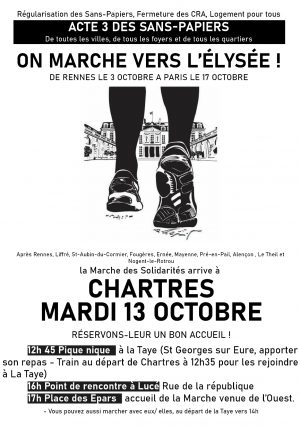 La Marche des Sans-Papiers en région chartraine / 13 octobre / plusieurs rendez-vous @ Région chartraine