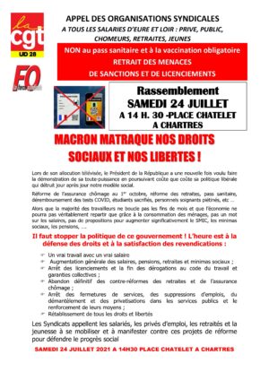Stop à la politique de ce gouvernement - place Châtelet - Chartres - 24 juillet - 14 h. 30 @ CHARTRES - place Châtelet