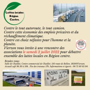 Rencontre des Associations de Luttes locales / Salle de Chaillot / Vierzon / 2 juillet @ VIERZON - Salle de Chaillot