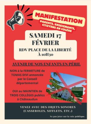 Manifestation contre la fermeture du collège Tomas-Divi / place de la Liberté / Châteaudun / 17 février / 10 h. 30 @ CHÂTEAUDUN
