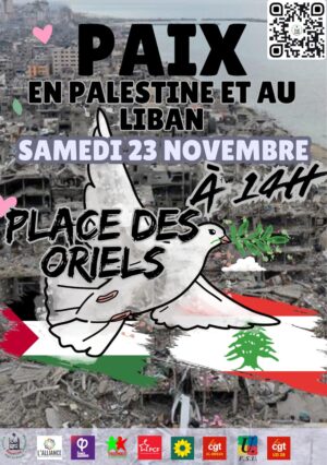 Paix en Palestine et au Liban ! / Manifestation / place des Oriels / Dreux / 23 novembre / 14 h. @ DREUX