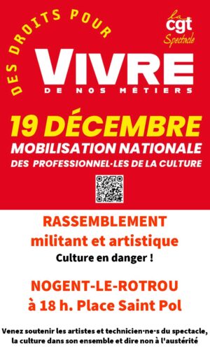 Rassemblement "Culture en danger" / Place Saint-Pol / Nogent-le-Rotrou / 19 décembre / 18 h. @ NOGENT-LE-ROTROU