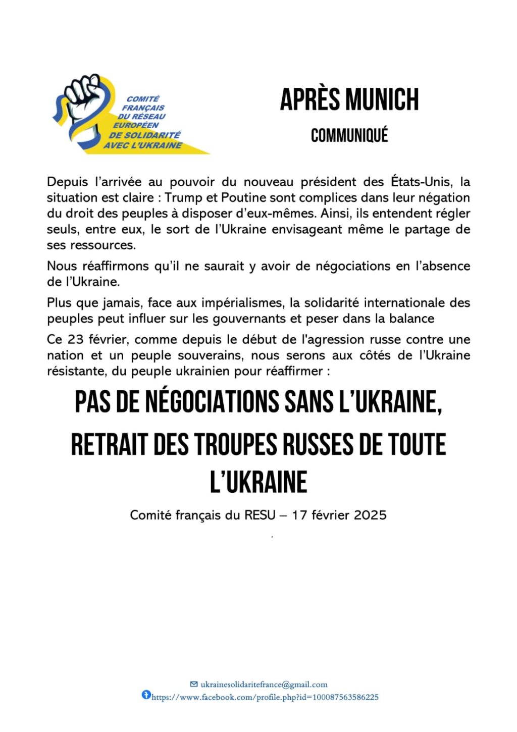 Après Munich Communiqué RESU 2025-02-17