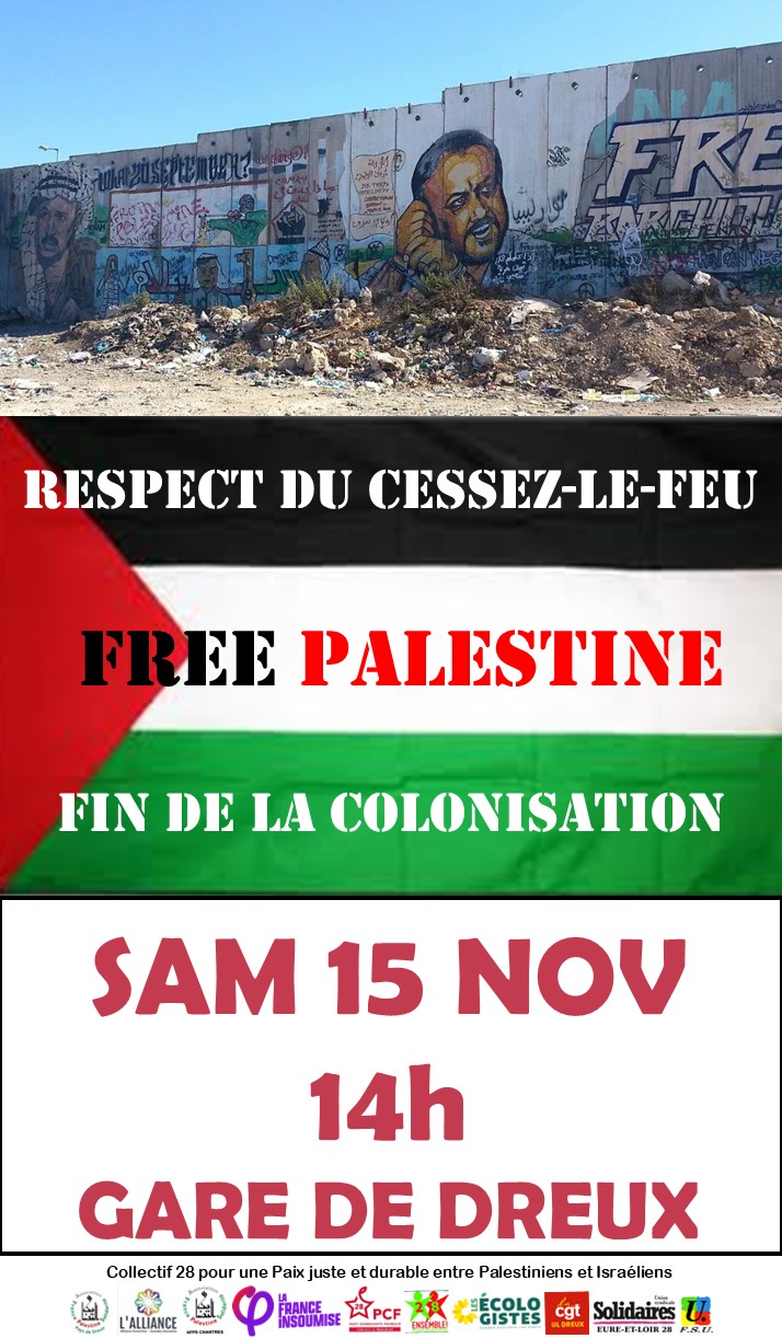 Dreux 2025-11-15 Manifestation Solidarité Gaza Palestine [Affiche]