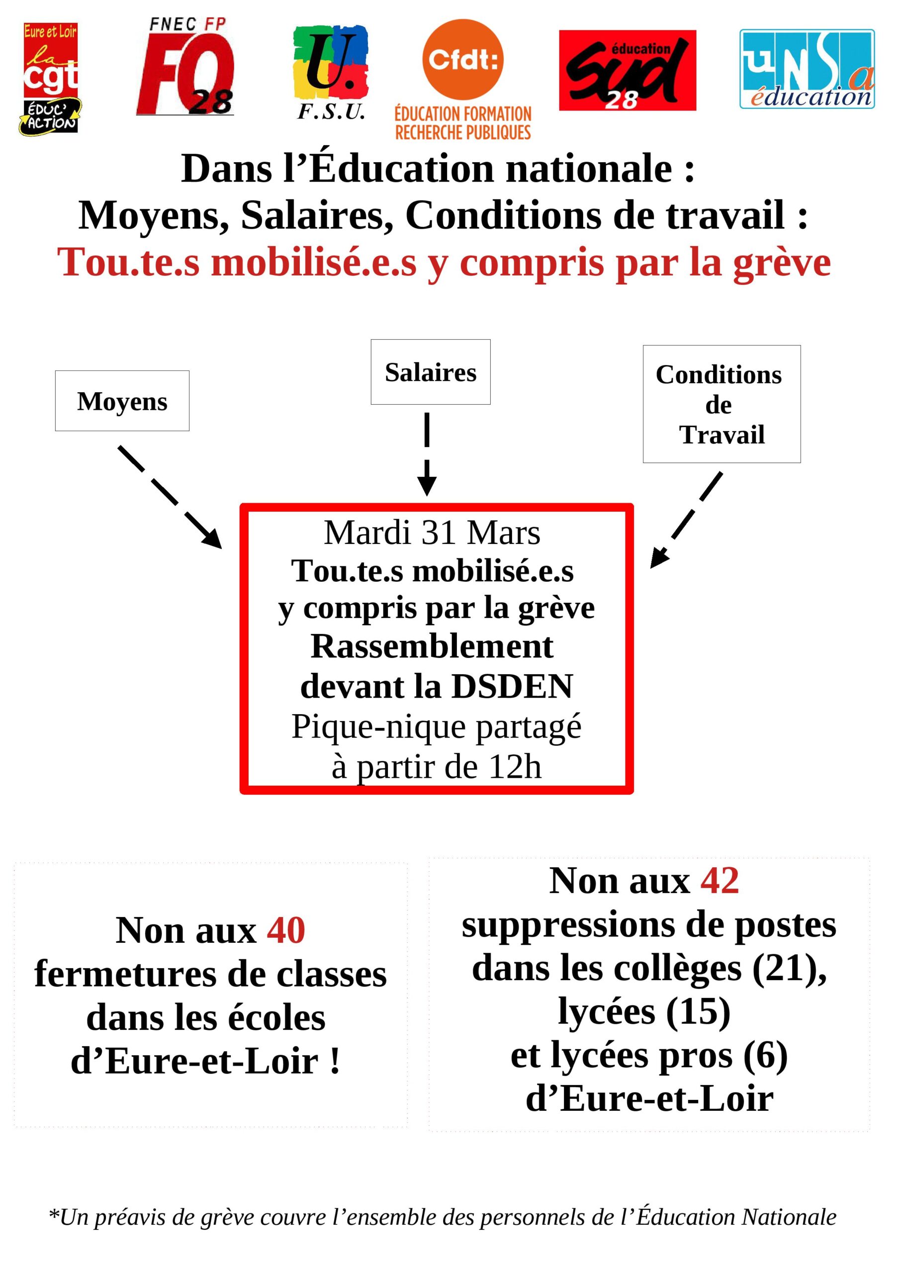 Chartres 2026-03-31 Mobilisation Carte-scolaire [Tract intersyndical]