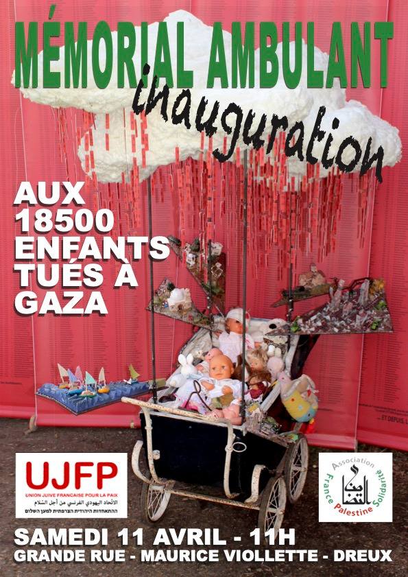 Dreux 2026-04-11 Mémorial-ambulant Enfants Gaza Coignard [Af 2] 1x2 bis