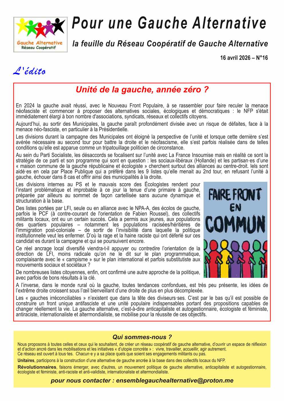 la feuille du Reseau N°016 1x4