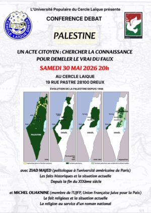 Dreux 2026-05-30 Cercle-laïque Palestine, faits historiques et fait religieux Majed Ouaknine [Affiche]