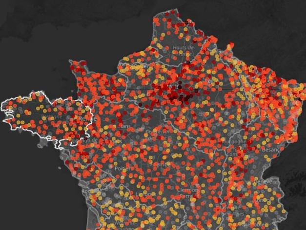 Carte pollution chimique Rivières 2025 Reporterre [visuel]
