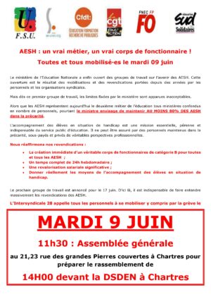 Chartres 2026-06-09 Rassemblement AESH Statut [Appel E&L]