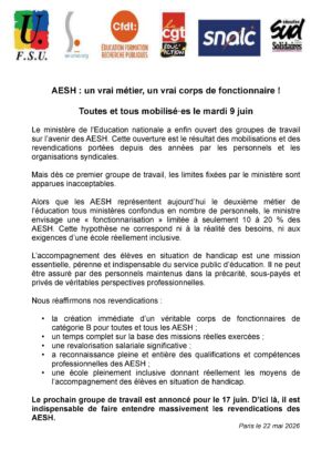 Chartres 2026-06-09 Rassemblement AESH Statut [Appel national]