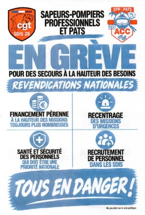 Chartres 2026-09-14 Filtrage Tractage Pompiers SDIS-28 CGT CFE-CGC [Tract Recto]