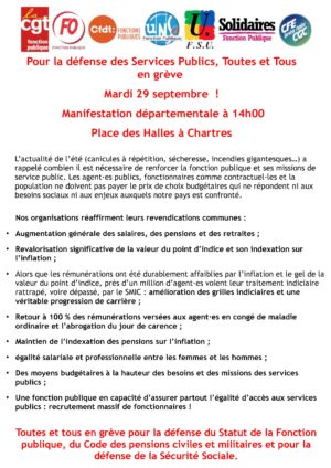 Chartres 2026-09-29 Manifestation Fonction publique [Tract]