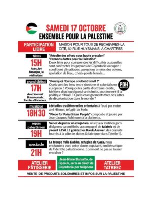 Chartres 2026-10-17 Journée Esemble Palestine AFPS [Horaire]