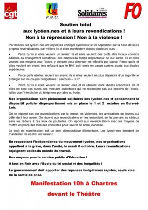 Chartres 2026-10-06 Manifestation CGT FO FSU Solidaires Lycéens [Appel intersyndical]