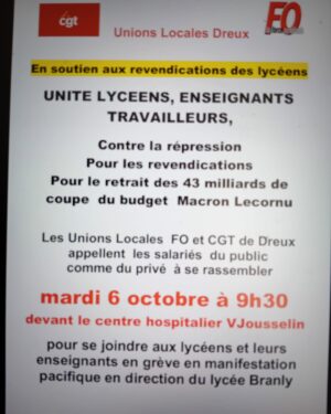 Dreux 2026-10-06 Manifestation CGT FO Lycéens [Tract]